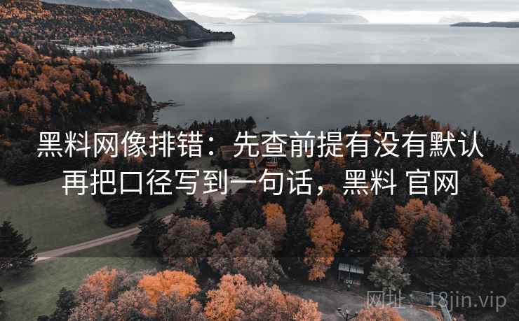 黑料网像排错：先查前提有没有默认再把口径写到一句话，黑料 官网